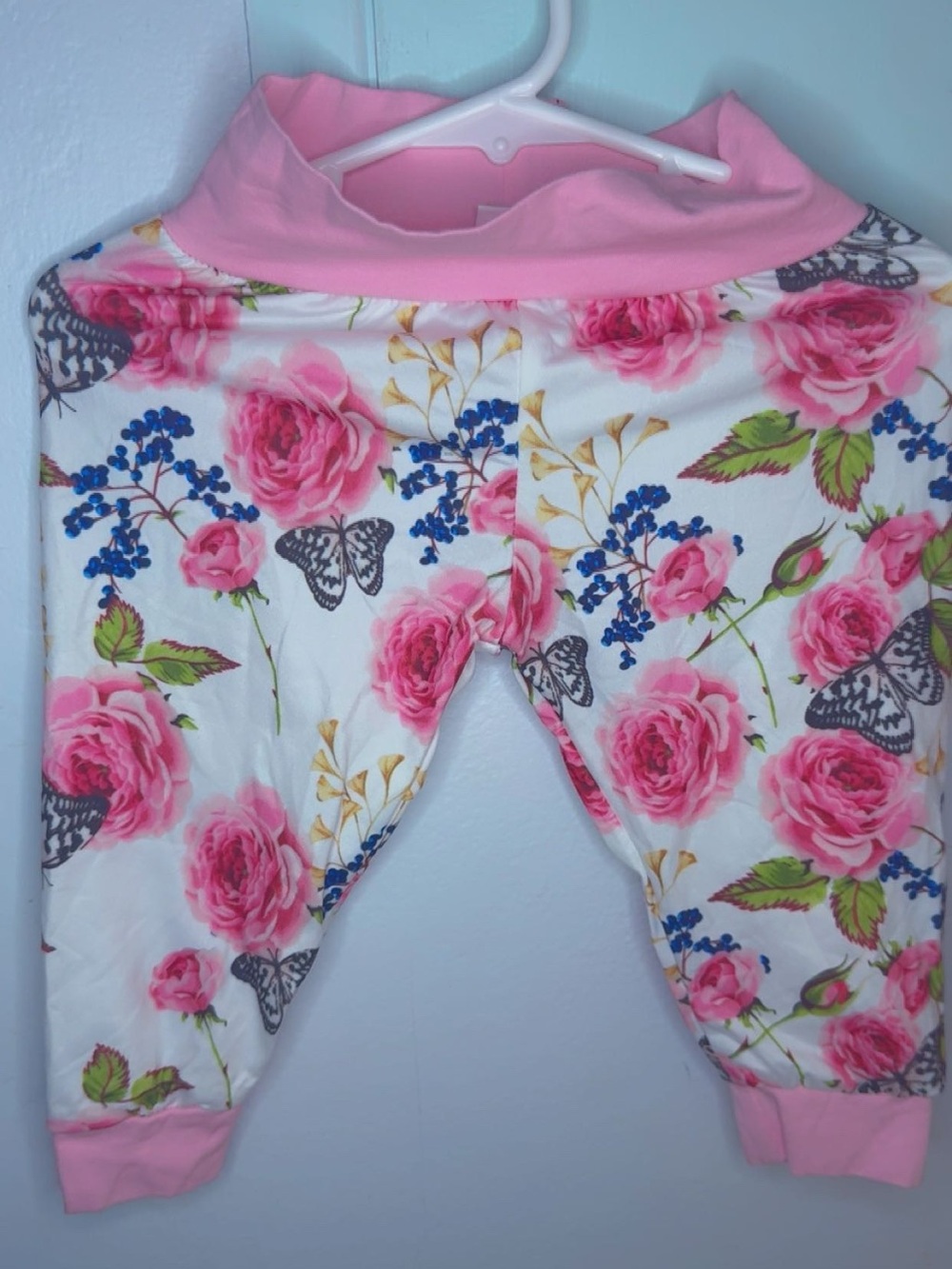 Kids Floral Pink Butterfly Leggings - Pink